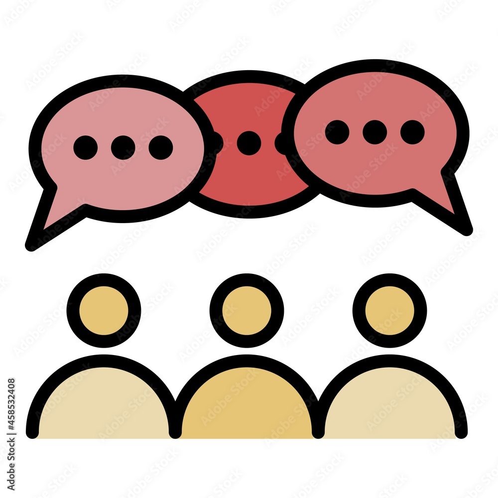 Sticker People group discussion icon. Outline people group discussion vector icon color flat isolated - Stickers