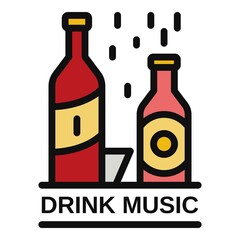 Drink music icon. Outline drink music vector icon color flat isolated