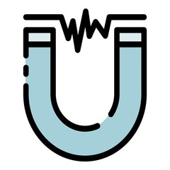 Industrial magnet icon. Outline industrial magnet vector icon color flat isolated