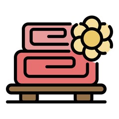 Massage roll towel icon. Outline massage roll towel vector icon color flat isolated