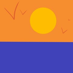 Happy day. Big gray moon.  Cloudy summer evening.