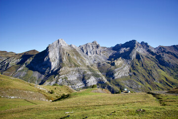 Fototapeta na wymiar View of the Pyrenees Mountains from the Train of Artouste, tourist train.