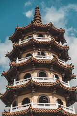 Temple in Kaohsiung in Taiwan. Scenic view of a park with a temple in Taiwan. High quality photo
