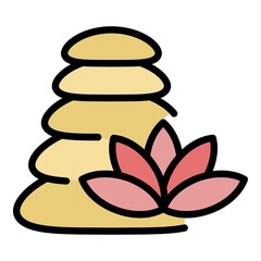 Stone stack massage icon. Outline stone stack massage vector icon color flat isolated