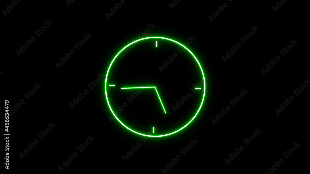 Poster clock animation. colorful neon light clock. abstract colorful neon light clock animation on colorful