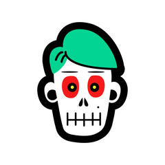 The skull of a zombie man. A skull for the conceptual design of the Halloween celebration. Vector illustration