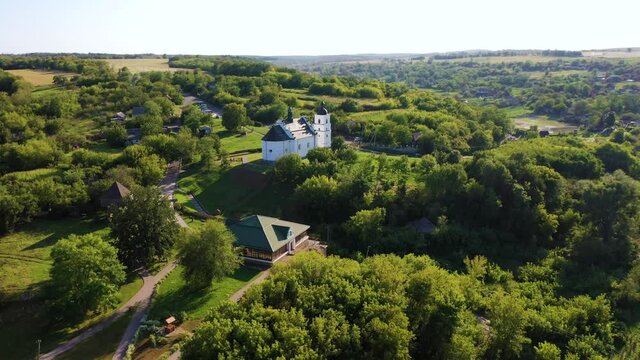Old Elias church in Subotiv, Cherkasy region. Aerial view
