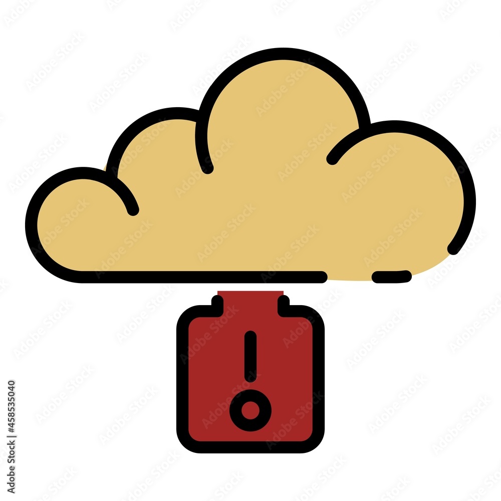 Poster cloud data key icon. outline cloud data key vector icon color flat isolated