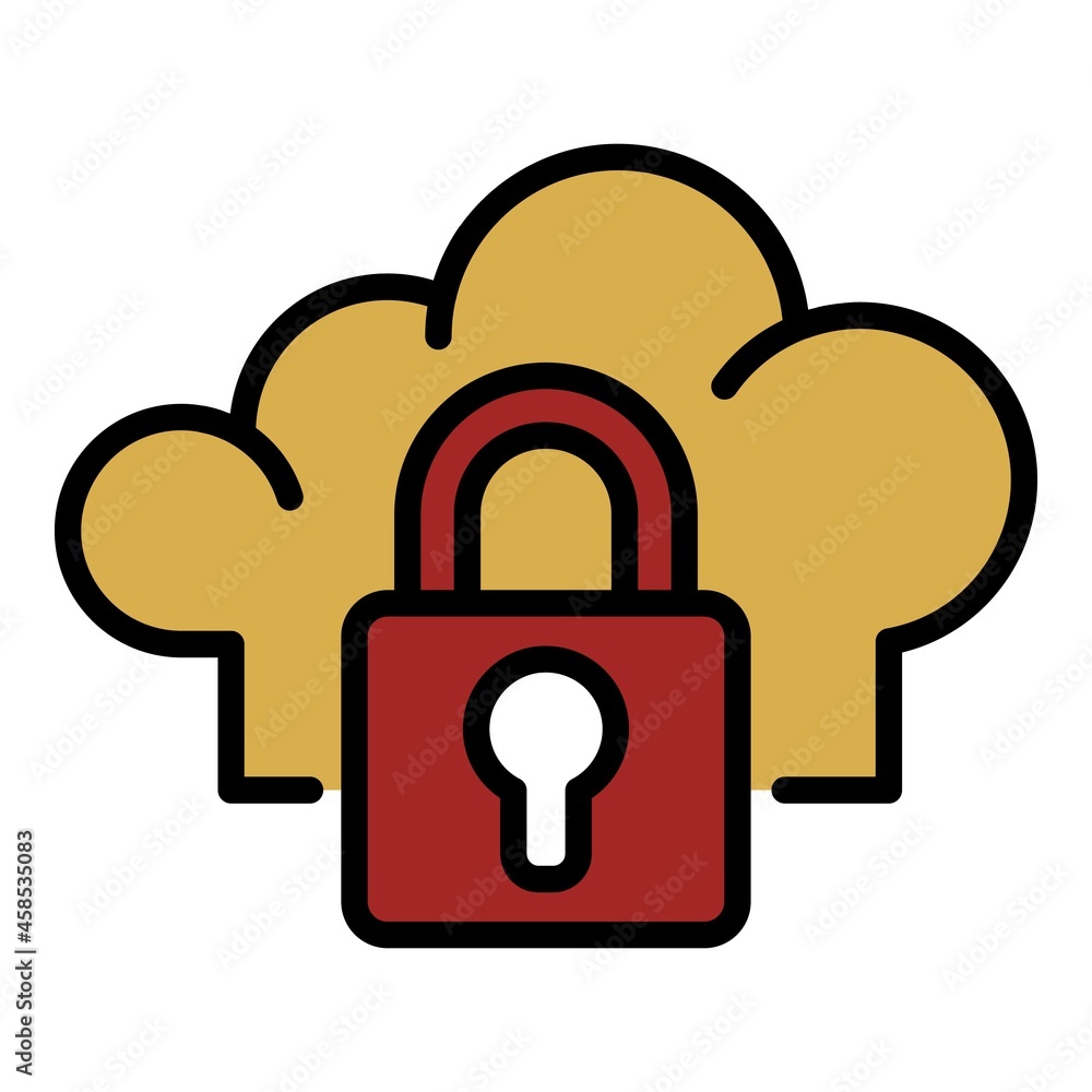 Poster cloud data firewall icon. outline cloud data firewall vector icon color flat isolated
