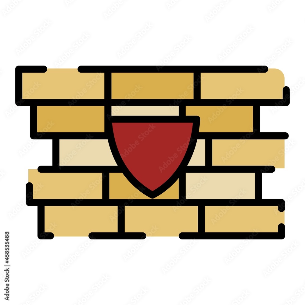Poster shield firewall icon. outline shield firewall vector icon color flat isolated