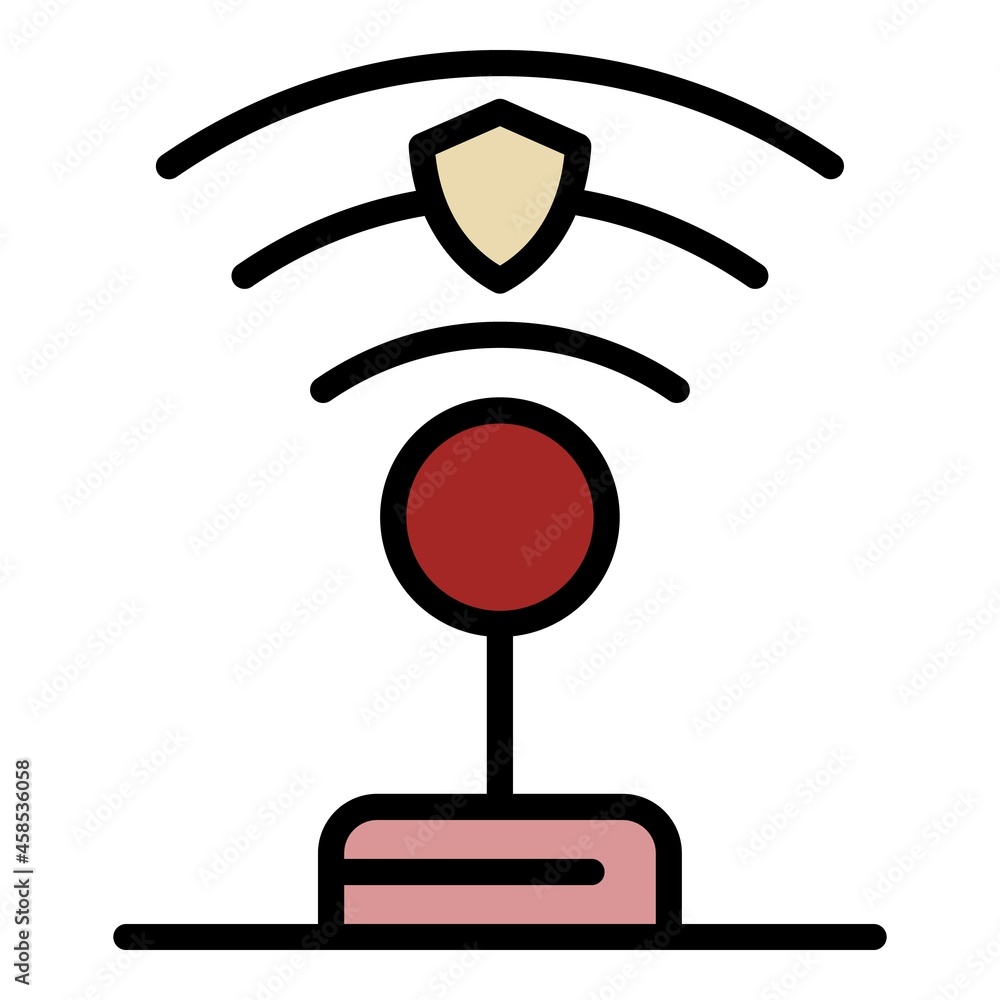 Poster protected wifi icon. outline protected wifi vector icon color flat isolated