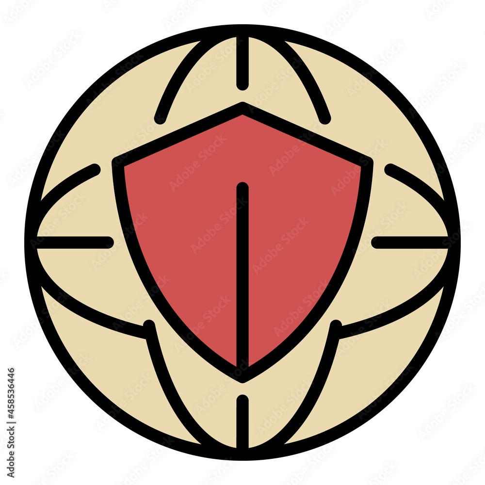 Poster safe global internet icon. outline safe global internet vector icon color flat isolated