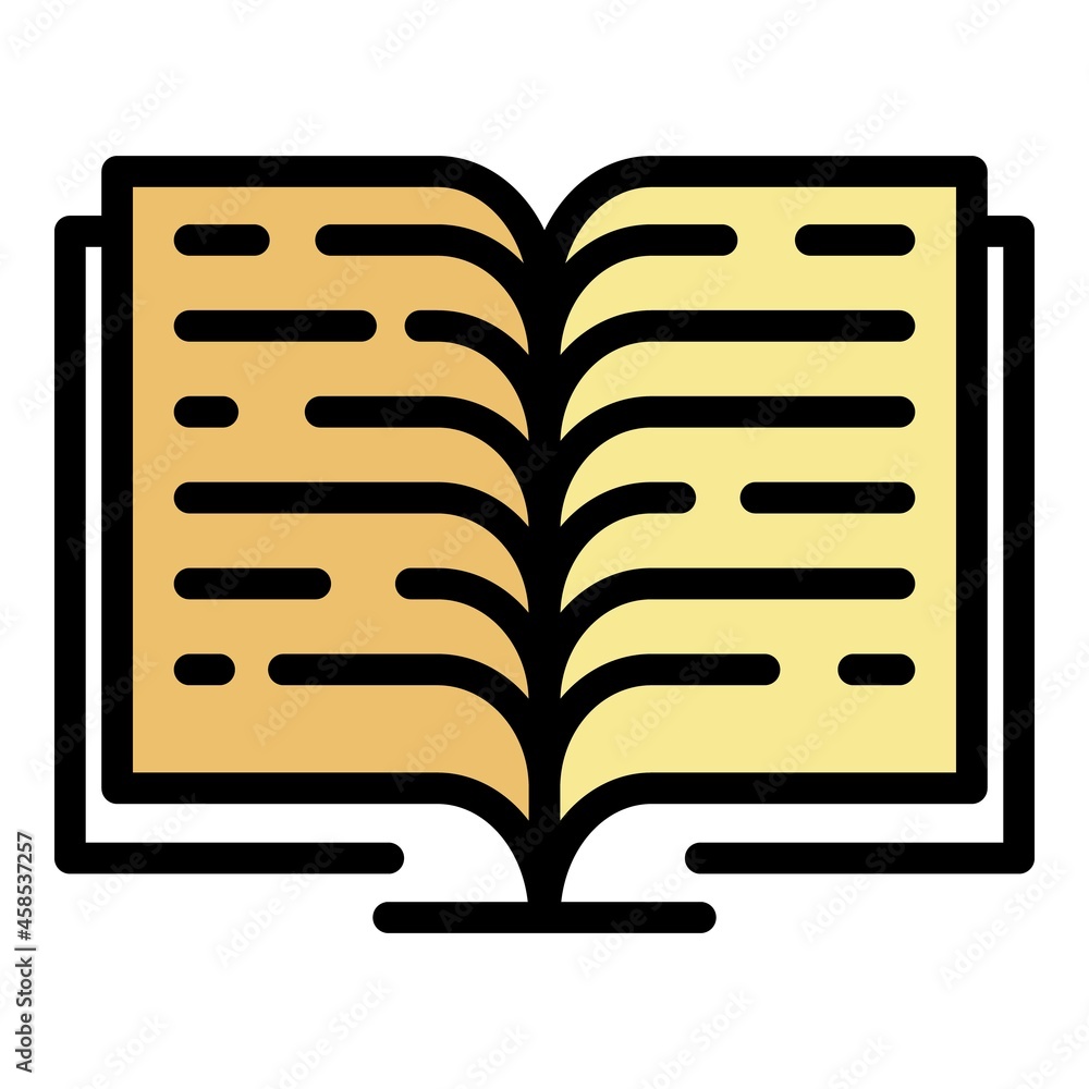 Poster open book icon. outline open book vector icon color flat isolated