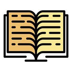 Open book icon. Outline open book vector icon color flat isolated
