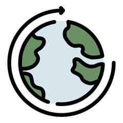 Global education icon. Outline global education vector icon color flat isolated