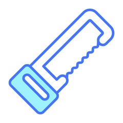 hacksaw vector  outline icon, blue line vector design