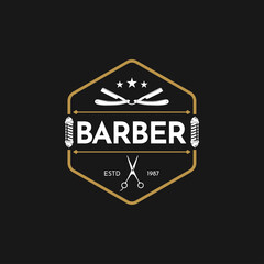 vintage logo Barbershop design template vector