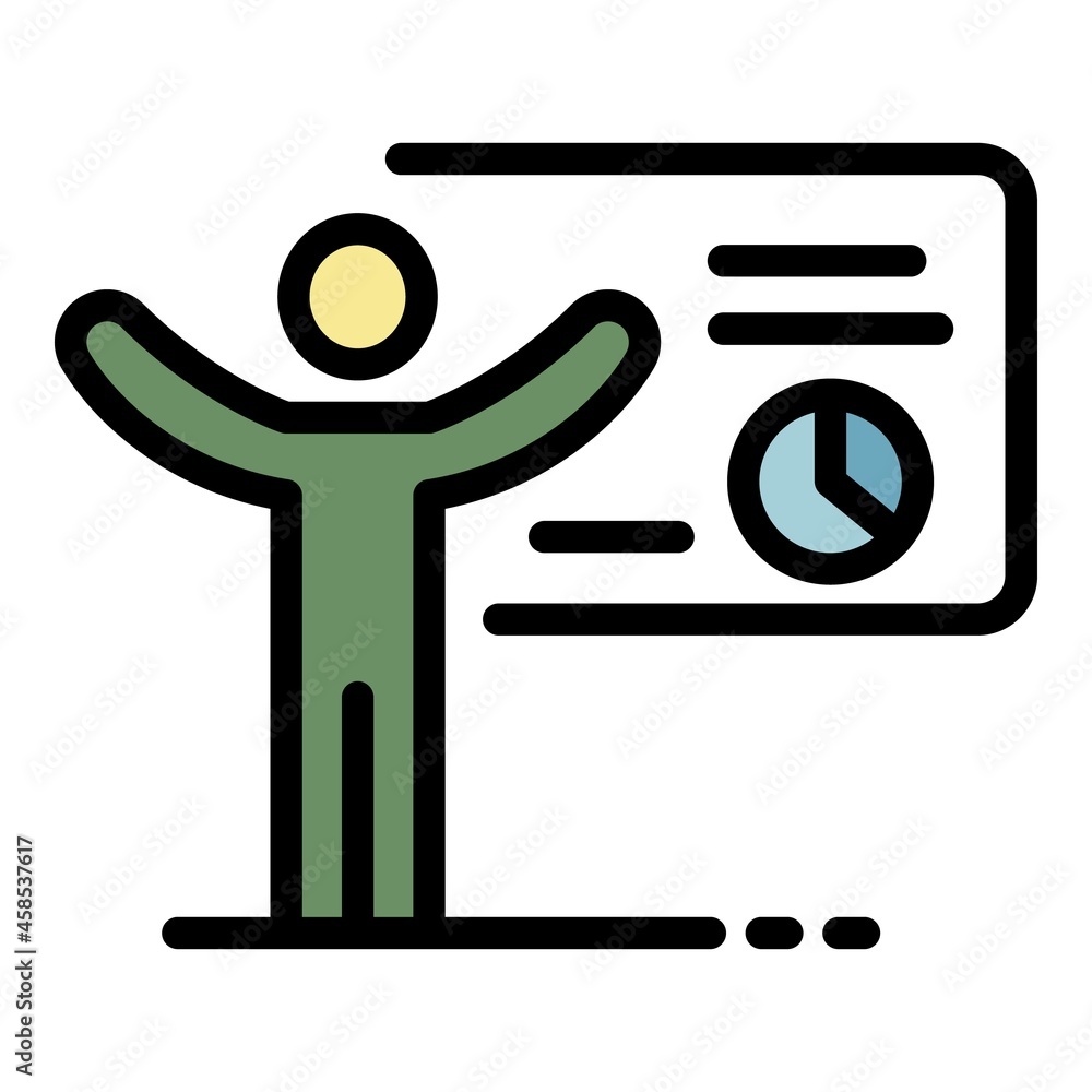 Poster speaker workshop icon. outline speaker workshop vector icon color flat isolated