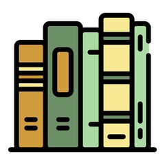 Books stack icon. Outline books stack vector icon color flat isolated