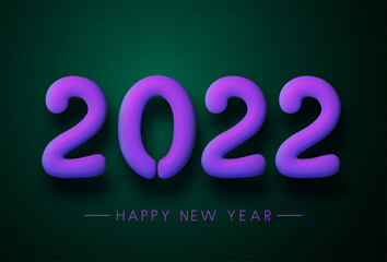Matte violet 2022 balloon sign on green background.