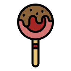 Candy lollypop icon. Outline candy lollypop vector icon color flat isolated