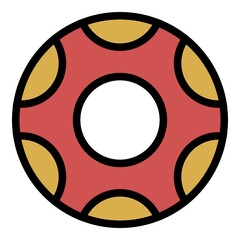 Donut icon. Outline donut vector icon color flat isolated
