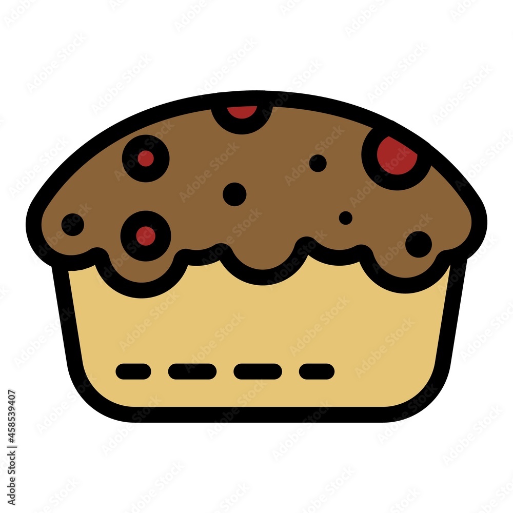 Wall mural Cupcake icon. Outline cupcake vector icon color flat isolated - Wall murals