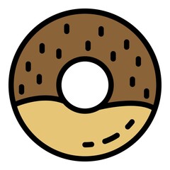 Obraz premium Cream donut icon. Outline cream donut vector icon color flat isolated