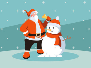 Merry Christmas. Christmas Illustration character Santa Claus and Snowman