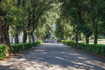 Fototapeta na wymiar Public park (Villa Borghese gardens) in Rome, Italy