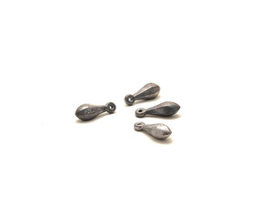 Four silver bank sinkers fishing terminal tackle isolated on white
