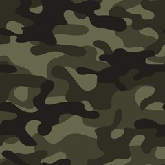 Camouflage texture seamless. Abstract military camouflage background for fabric. Vector illustration green