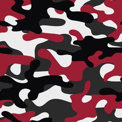 Camouflage texture seamless. Abstract military camouflage background for fabric. red Vector illustration