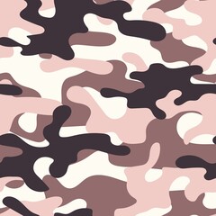 Camouflage texture seamless. Abstract pink military camouflage background for fabric. Vector illustration