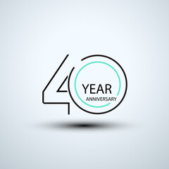 40 Year Anniversary Elegant Vector Template Design Illustration