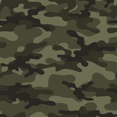 Fototapeta premium Camouflage texture seamless. Abstract military camouflage green background for fabric. Vector illustration