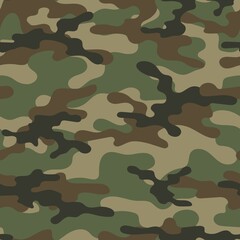 Fototapeta premium Camouflage texture seamless. Abstract military camouflage green background for fabric. Vector illustration