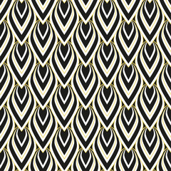 Art deco vintage seamless pattern. Elegant geometric design background. Art Deco black, white and gold fashion print for textile, fabric, wallpapers.