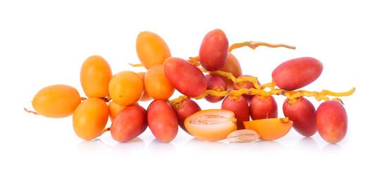 fresh Palm dates on the white background.