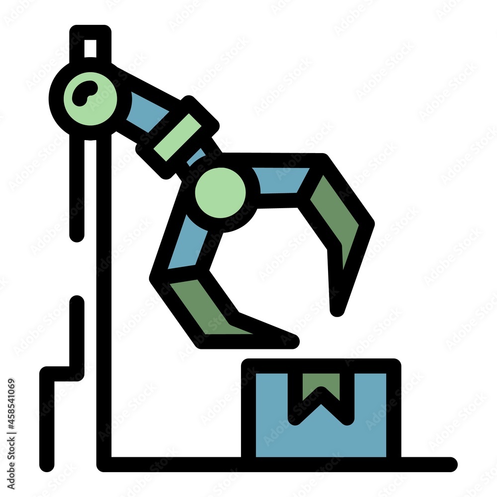 Poster assembly delivery box icon. outline assembly delivery box vector icon color flat isolated