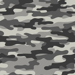 grey Camouflage texture seamless. Abstract military camouflage background for fabric. Vector illustration