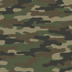 green Camouflage texture seamless. Abstract military camouflage background for fabric. Vector illustration