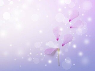 Pink floating flower star light bokeh blue background
