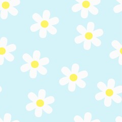 flowers seamless print. white daisies vector print for clothes or prints