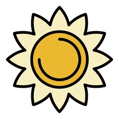 Small sunflower icon. Outline small sunflower vector icon color flat isolated