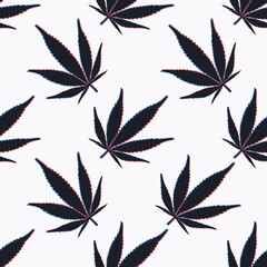 Marijuana seamless print. vector cannabis leaves with 3d effect on clothing or print