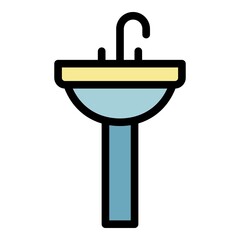 Basin icon. Outline basin vector icon color flat isolated