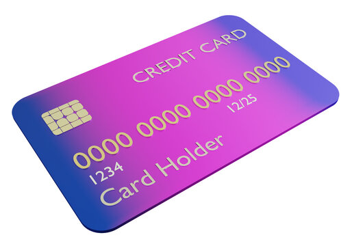 Abstract credit card isolated on white. Money, finance, payments, settlements, lending. Getting a bank loan. A card with a credit limit. Pink bank card. 3d image
