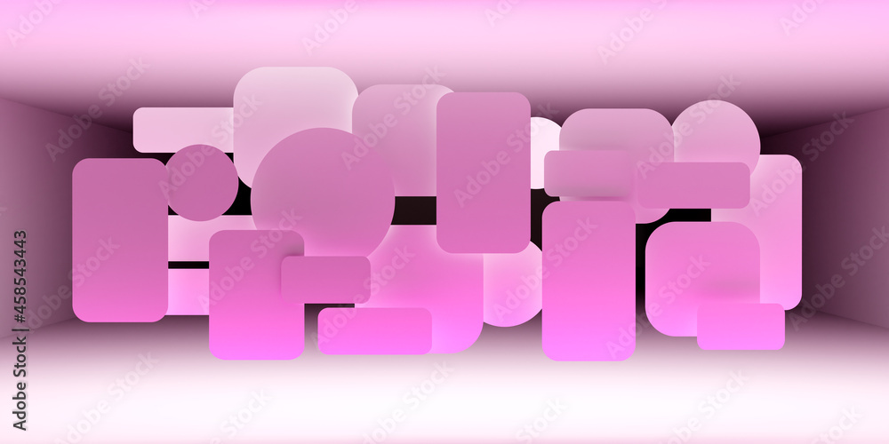 Poster abstract geometry. pink background of geometric shapes. modern pink background. geometric shapes ins