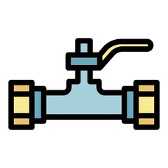 Roller pipe tap icon. Outline roller pipe tap vector icon color flat isolated